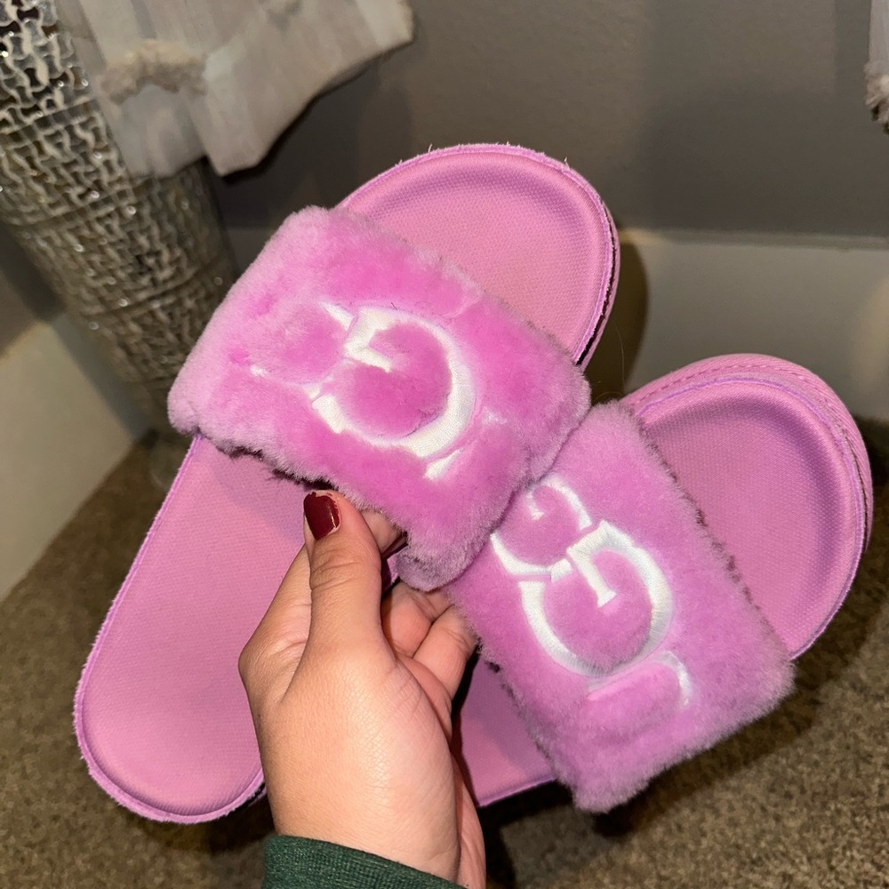 UGG Pink Textured Sole Slides